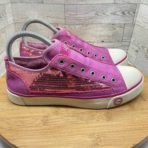 Ugg Laela Sparkles Sequined & Leather Sparkly Sneakers Pink Raspberry